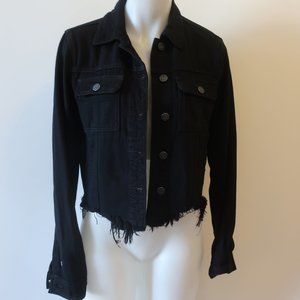 WOMENS HIDDEN BLACK CROPPED DENIM JACKET M *